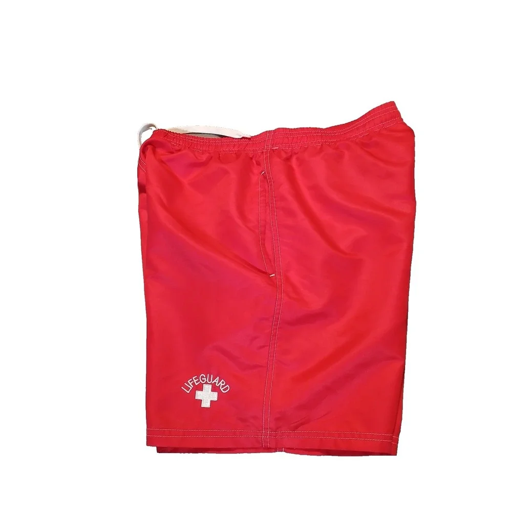 Threads Lifeguard Mens S Swim Trunks Board Shorts Red Slash Pockets‎ Drawstring